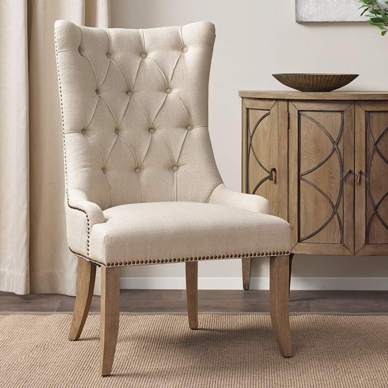 Image 1 Britton Cream Tufted Fabric Accent Dining Chair