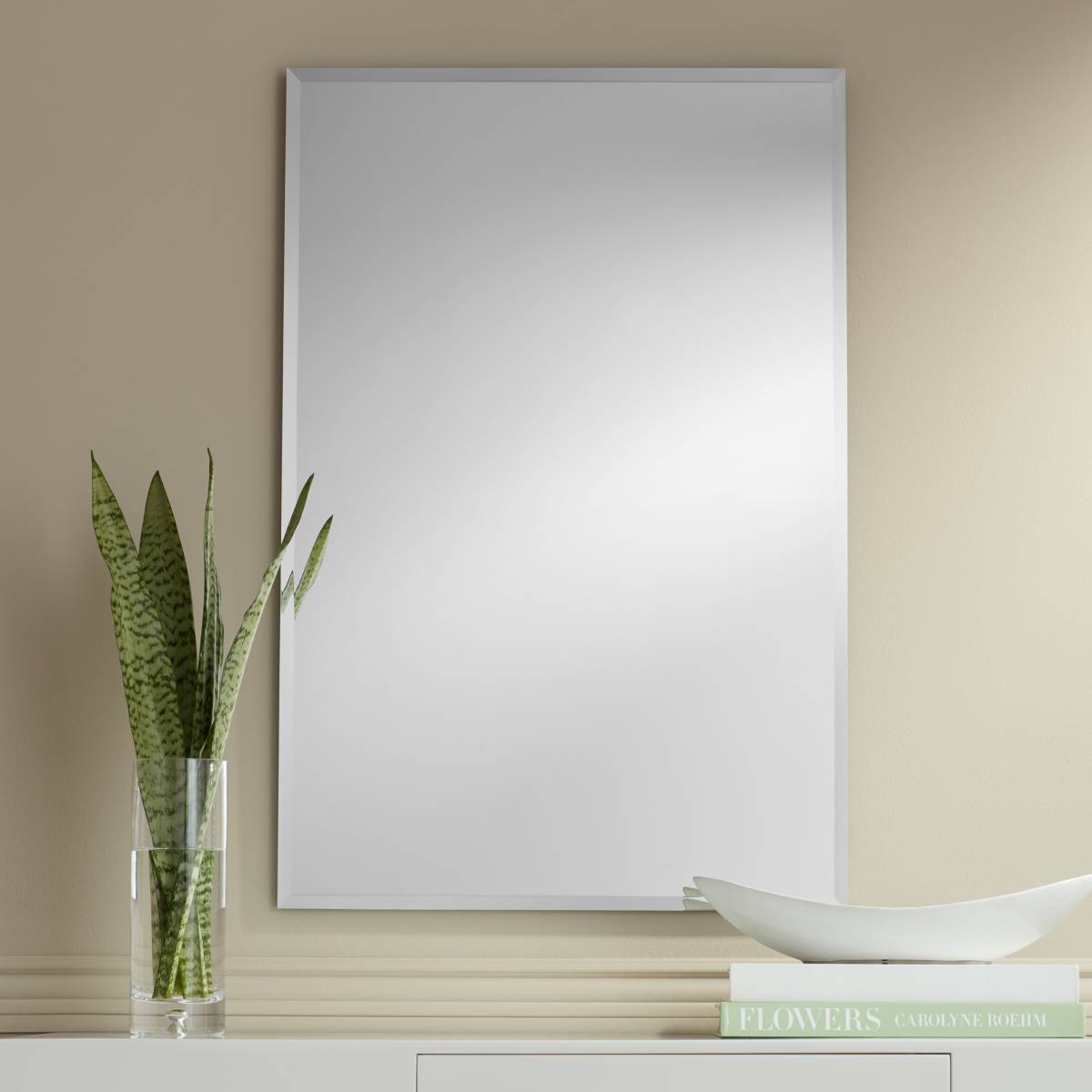 Large Frameless Vanity Mirror With Lights and Mirror Desk 32 X 27 