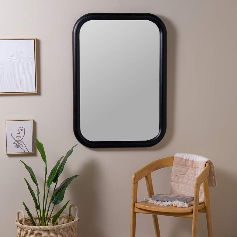 Image 7 Brixten Shiny Black 40" x 28" Wooden Rectangle Wall Mirror more views