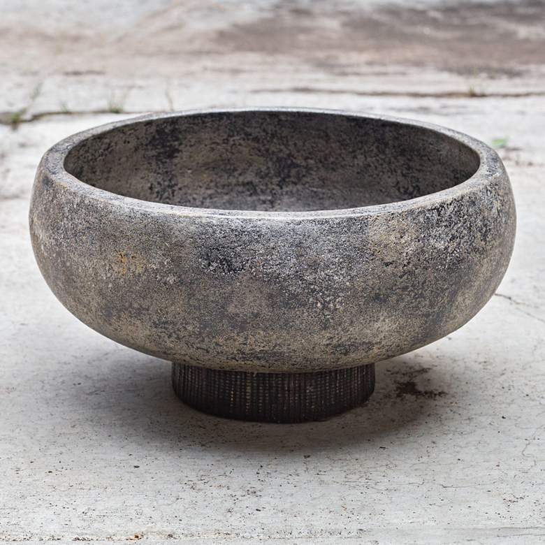 Brixton 14&quot; Wide Black Terracotta Modern Decorative Bowl