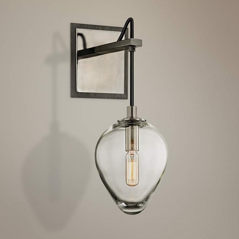 Image 1 Brixton 15" High Gunmetal Glass Wall Sconce