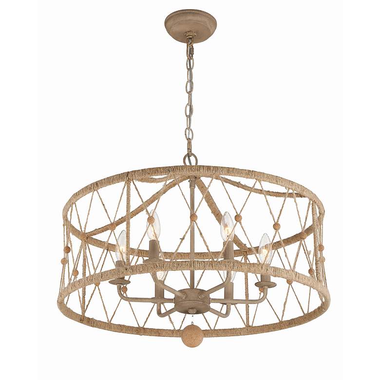 Image 4 Brixton 24" Wide Silver and Natural Jute 6-Light Chandelier more views