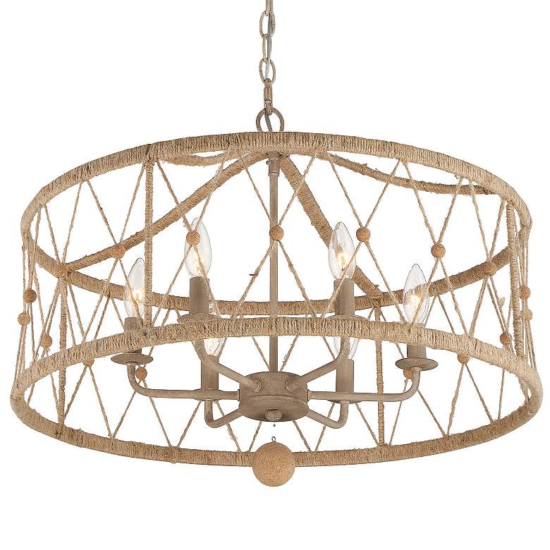 Image 5 Brixton 24" Wide Silver and Natural Jute 6-Light Chandelier more views