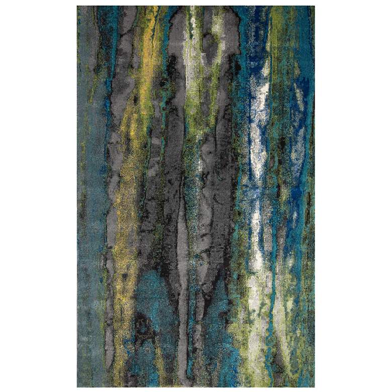 Image 1 Brixton 6163606 5'x8' Teal Blue and Green Oil Slick Area Rug