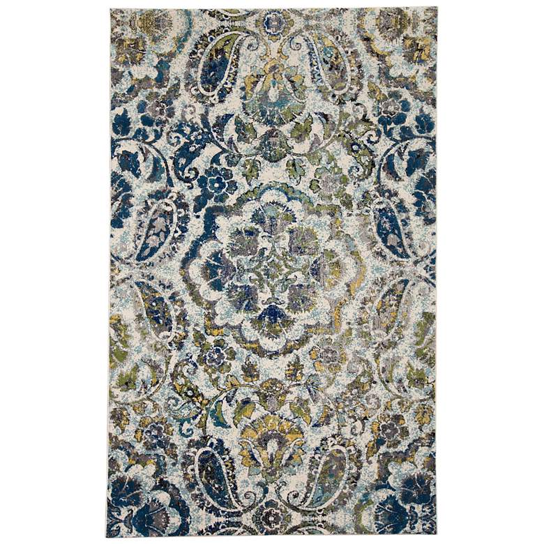 Image 2 Brixton 6163607 5&#39;x8&#39; Teal Blue and Gold Medallion Area Rug
