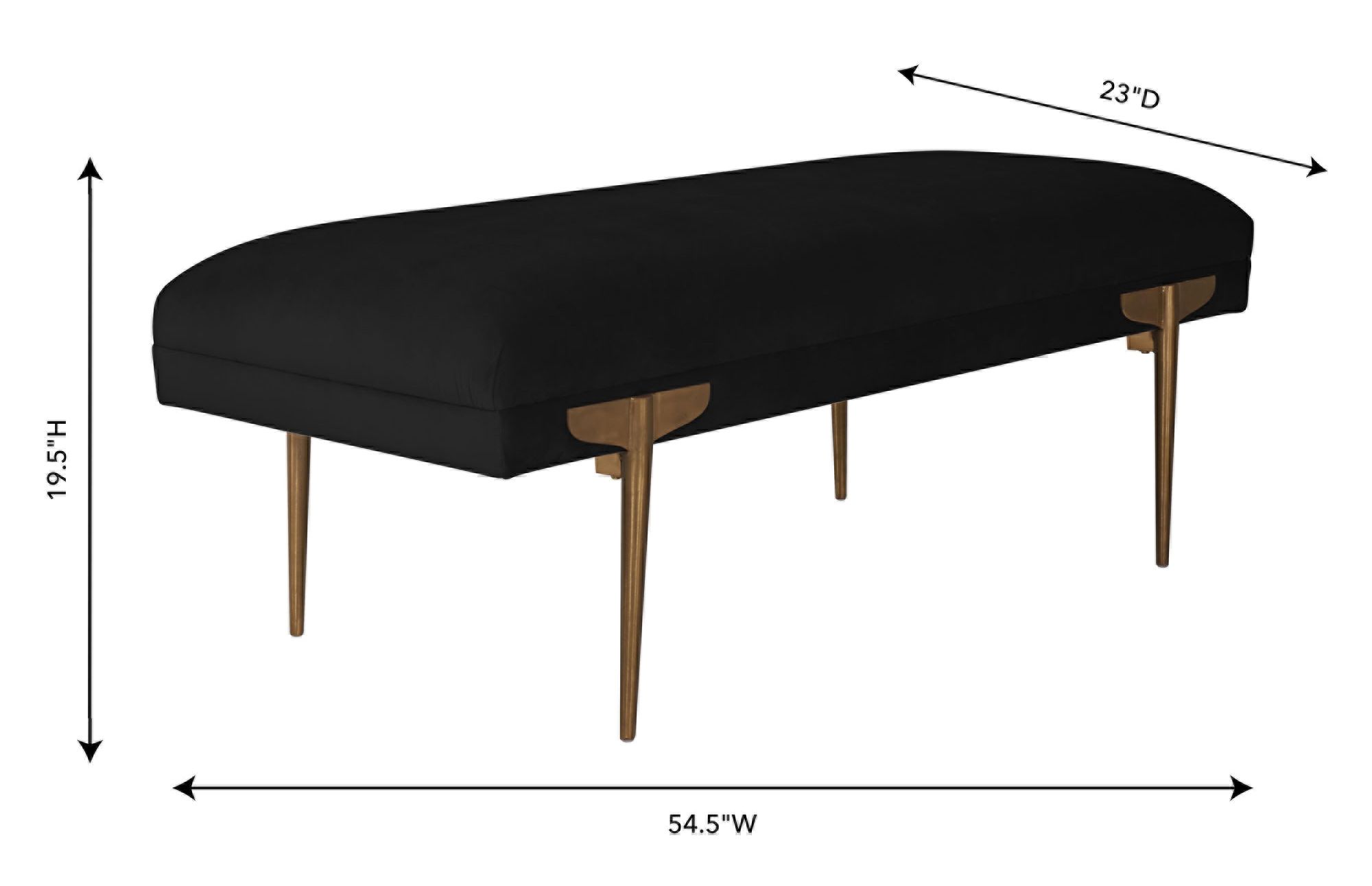 Brno 53 1/2" Wide Black Waived Velvet Bench