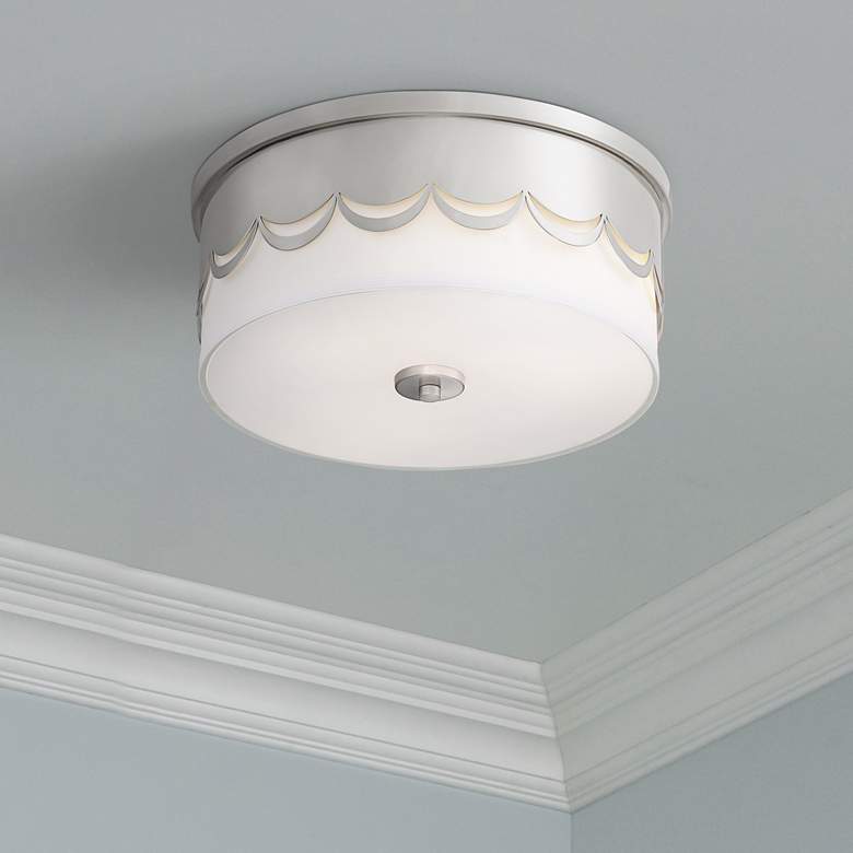 Image 1 Broadus 14 1/4" Wide Drape Cut Brushed Nickel Ceiling Light