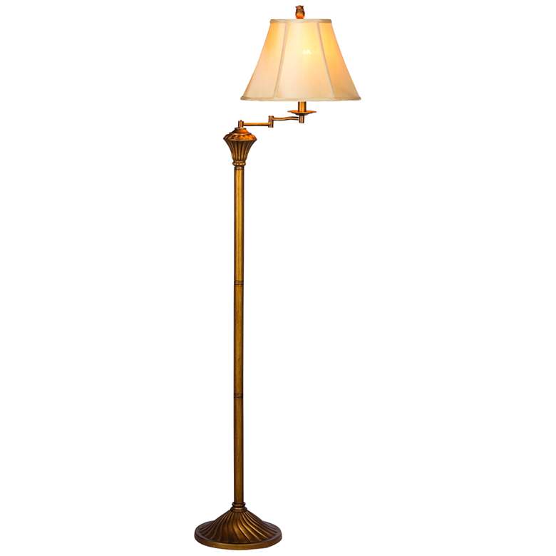Image 2 Broadway 58" High Traditional Antique Gold Swing Arm Floor Lamp