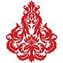 Brocade Red and White Wall Decal in scene