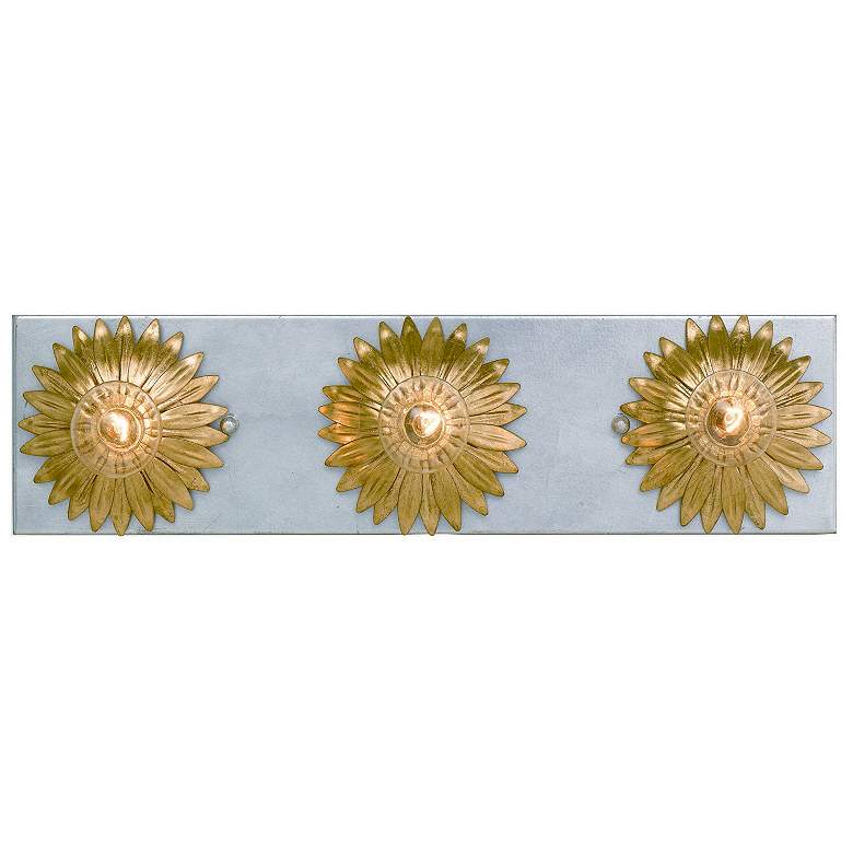 Image 2 Broche 18" Wide Gold and Antique Silver 3-Light Bath Light