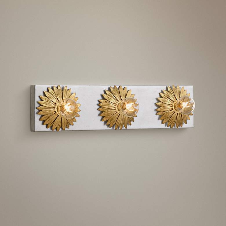 Image 1 Broche 18" Wide Gold and Antique Silver 3-Light Bath Light