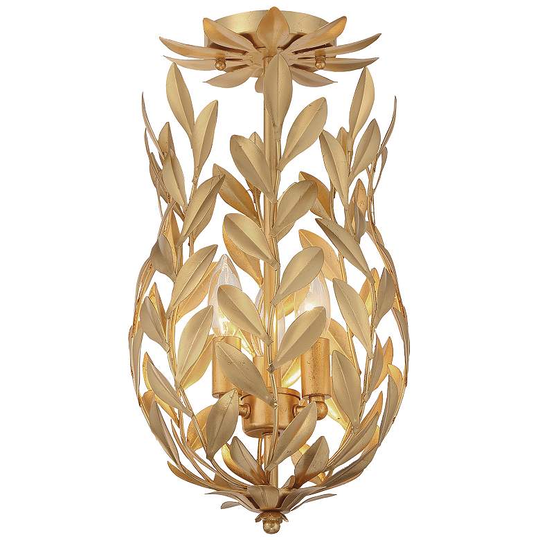 Image 2 Broche 3 Light Antique Gold Semi Flush Mount