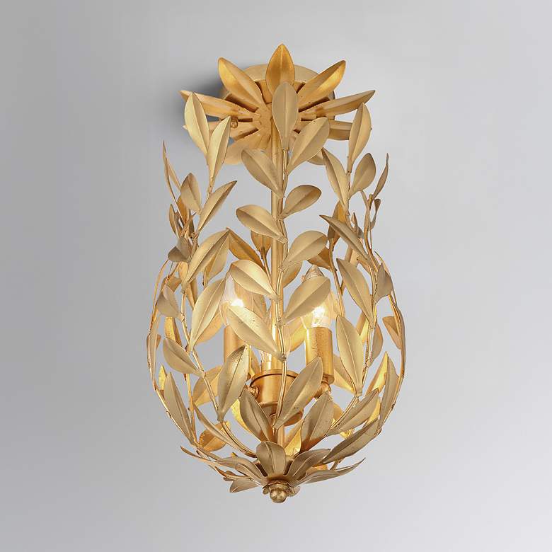 Image 1 Broche 3 Light Antique Gold Semi Flush Mount