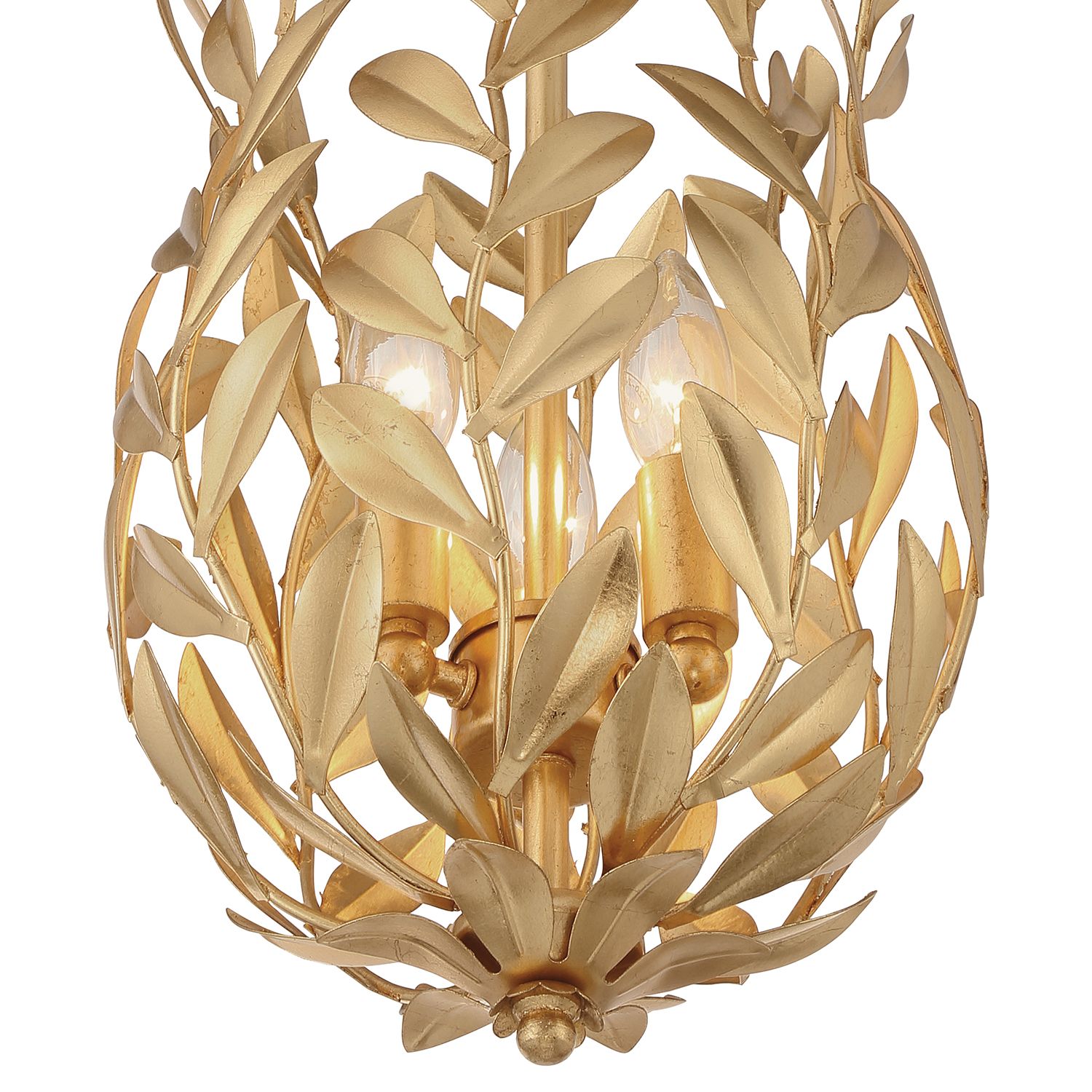 Broche 3 Light Antique Gold Semi Flush Mount
