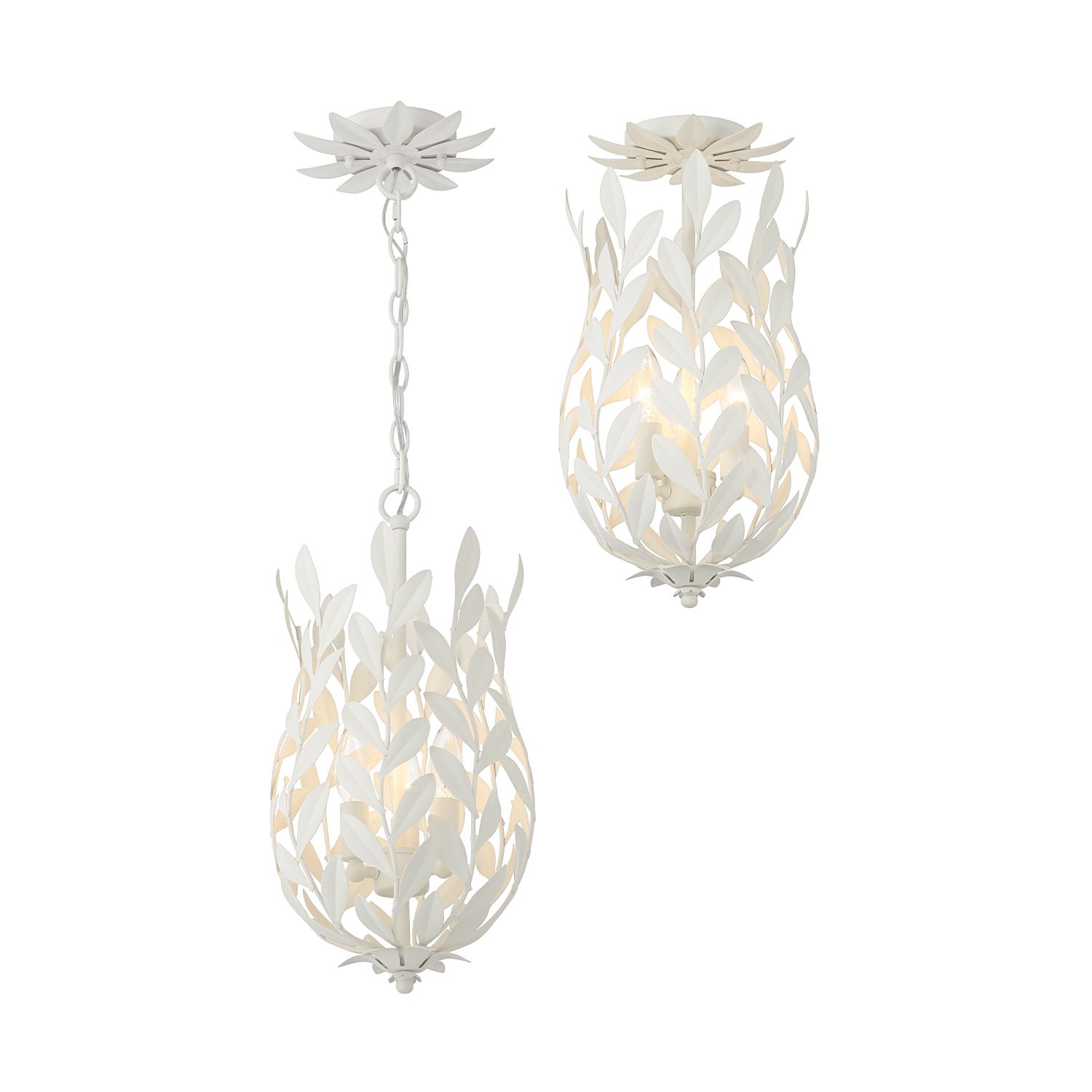Broche 3 Light Matte White Semi Flush Mount