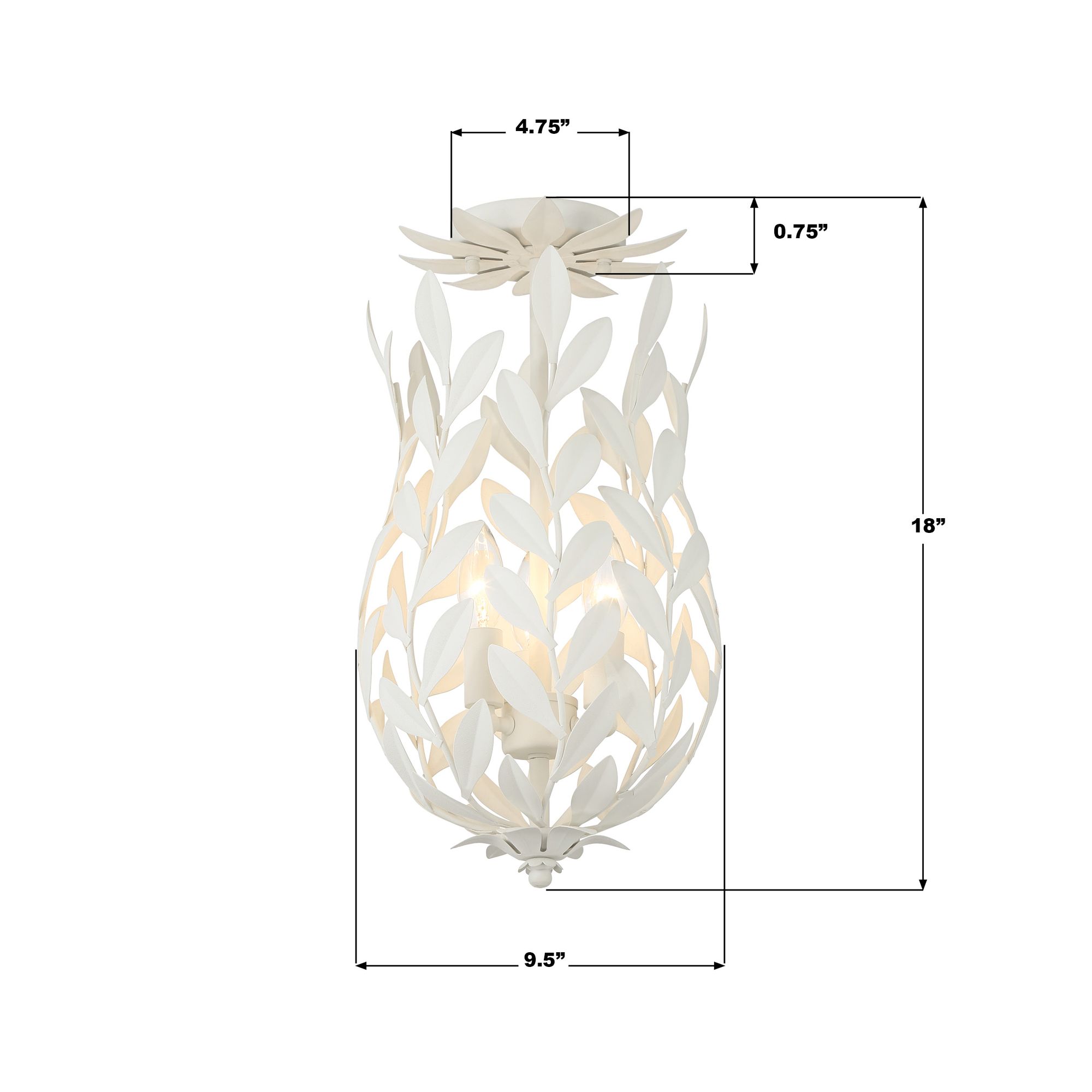 Broche 3 Light Matte White Semi Flush Mount