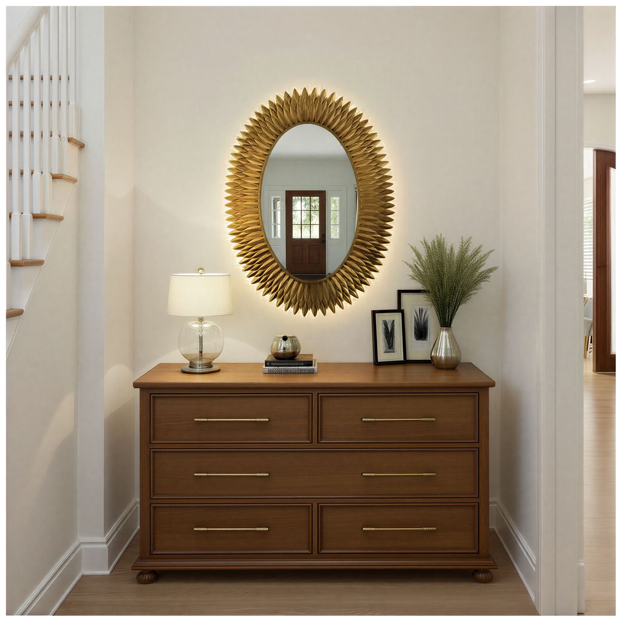 Broche 31.25'' Integrated LED Antique Gold Mirror