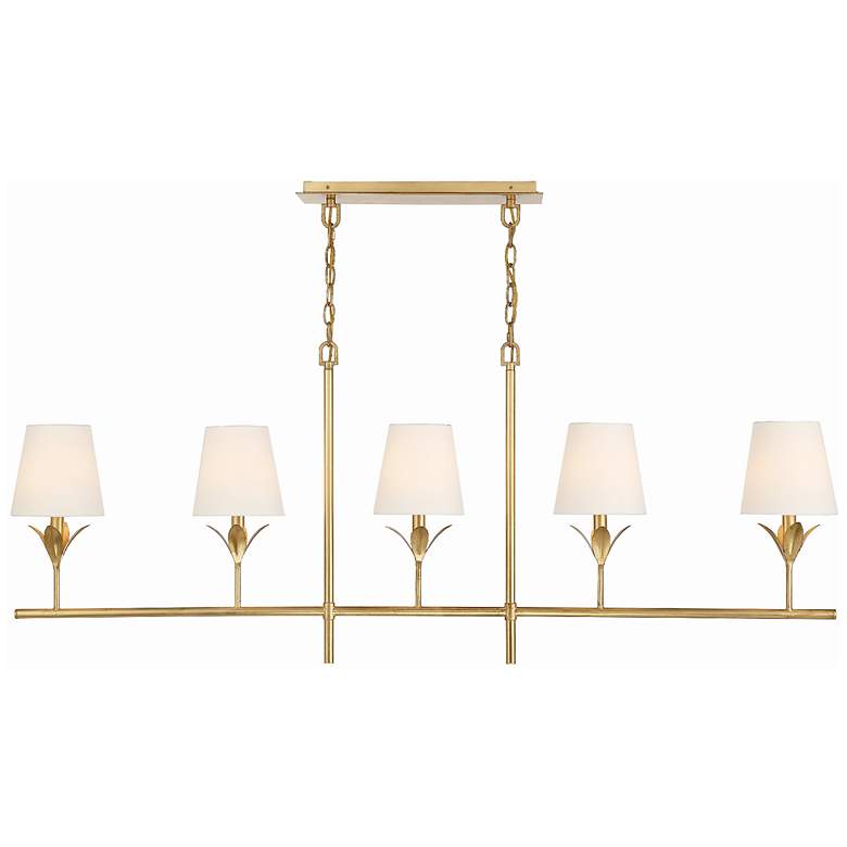Image 1 Broche 53 1/2" Wide Antique Gold 5-Light Linear Chandelier