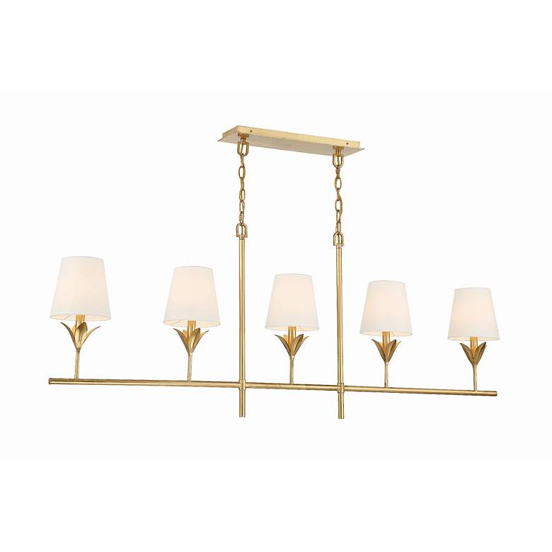 Image 2 Broche 53 1/2" Wide Antique Gold 5-Light Linear Chandelier more views