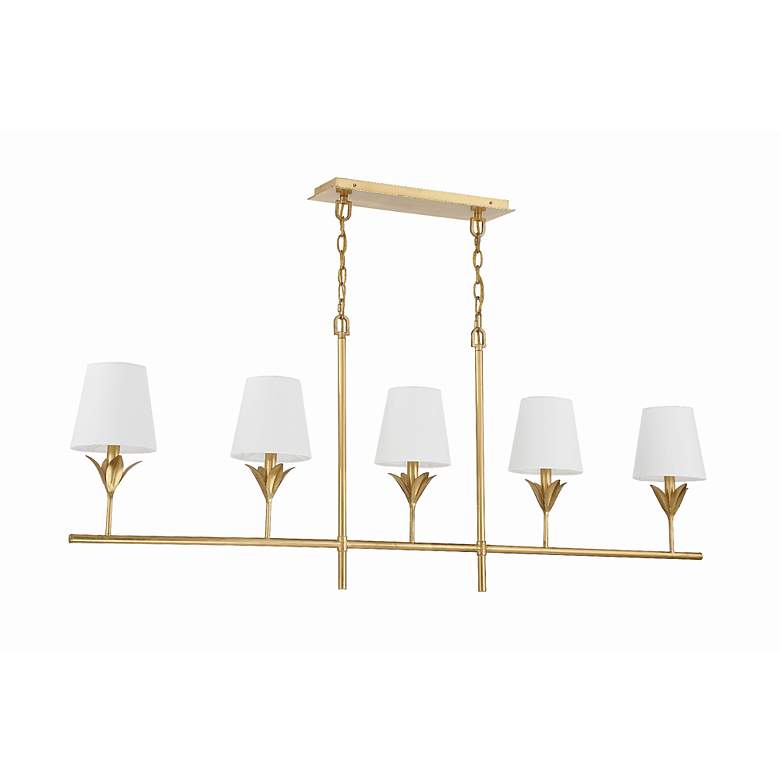 Image 3 Broche 53 1/2" Wide Antique Gold 5-Light Linear Chandelier more views