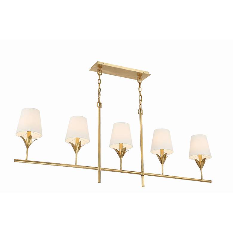 Image 4 Broche 53 1/2" Wide Antique Gold 5-Light Linear Chandelier more views