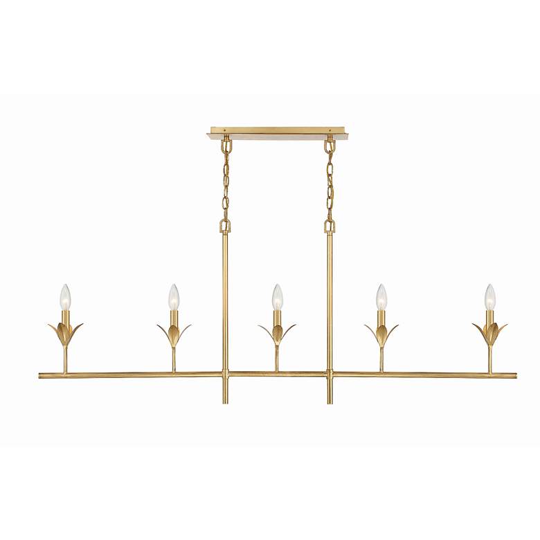 Image 5 Broche 53 1/2" Wide Antique Gold 5-Light Linear Chandelier more views