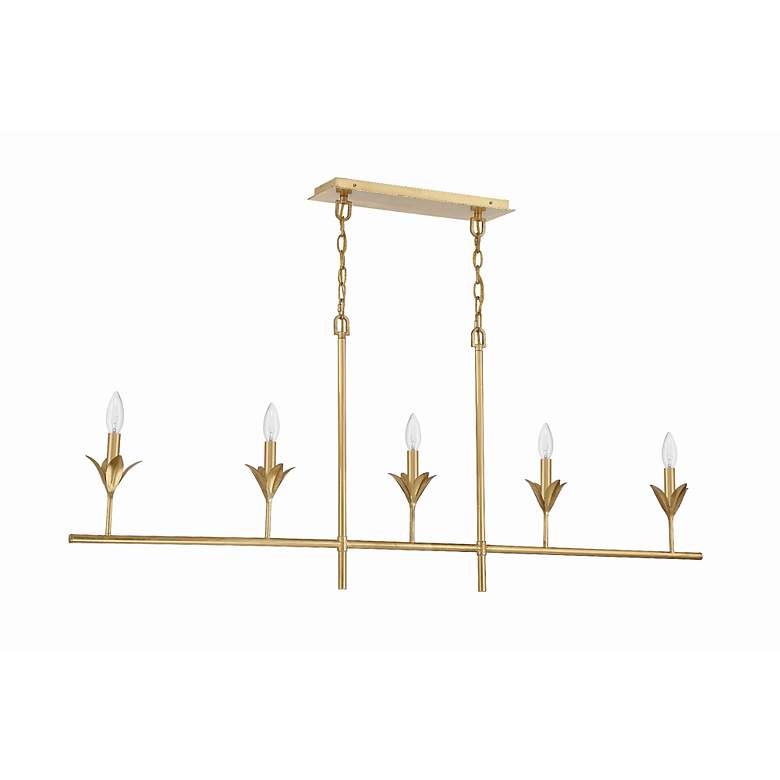 Image 6 Broche 53 1/2" Wide Antique Gold 5-Light Linear Chandelier more views