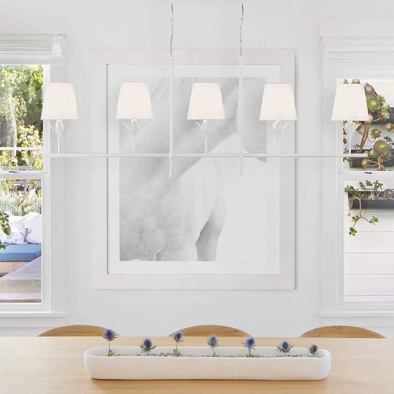 Image 1 Broche 53 1/2" Wide Matte White 5-Light Linear Chandelier