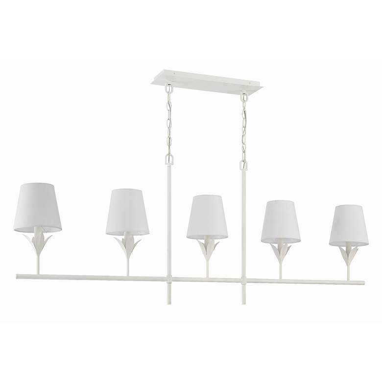 Image 3 Broche 53 1/2" Wide Matte White 5-Light Linear Chandelier more views