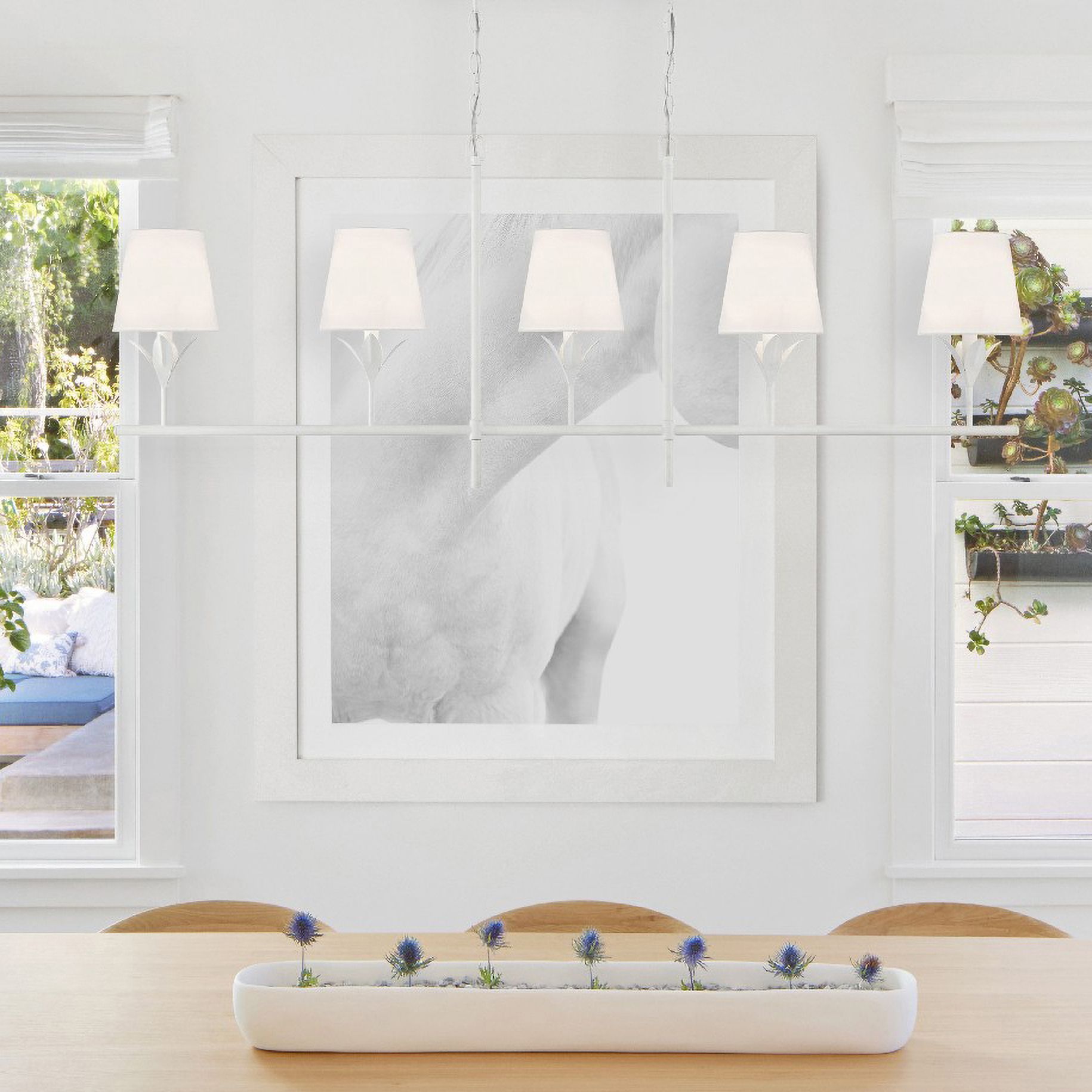 Broche 53 1/2" Wide Matte White 5-Light Linear Chandelier