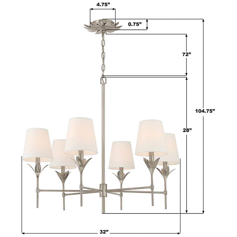 Image 7 Broche 6 Light Antique Silver Chandelier more views