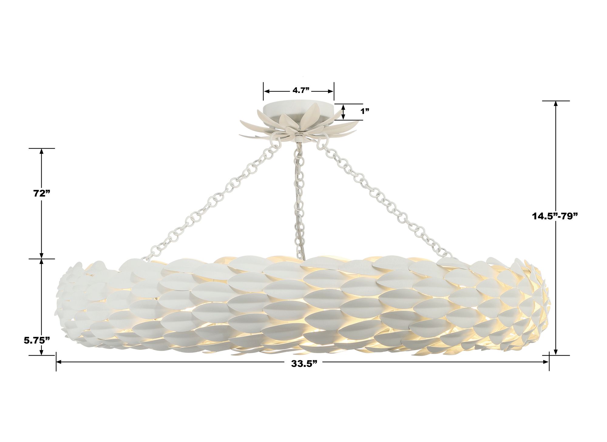 Broche 8 Light Matte White Ceiling Mount