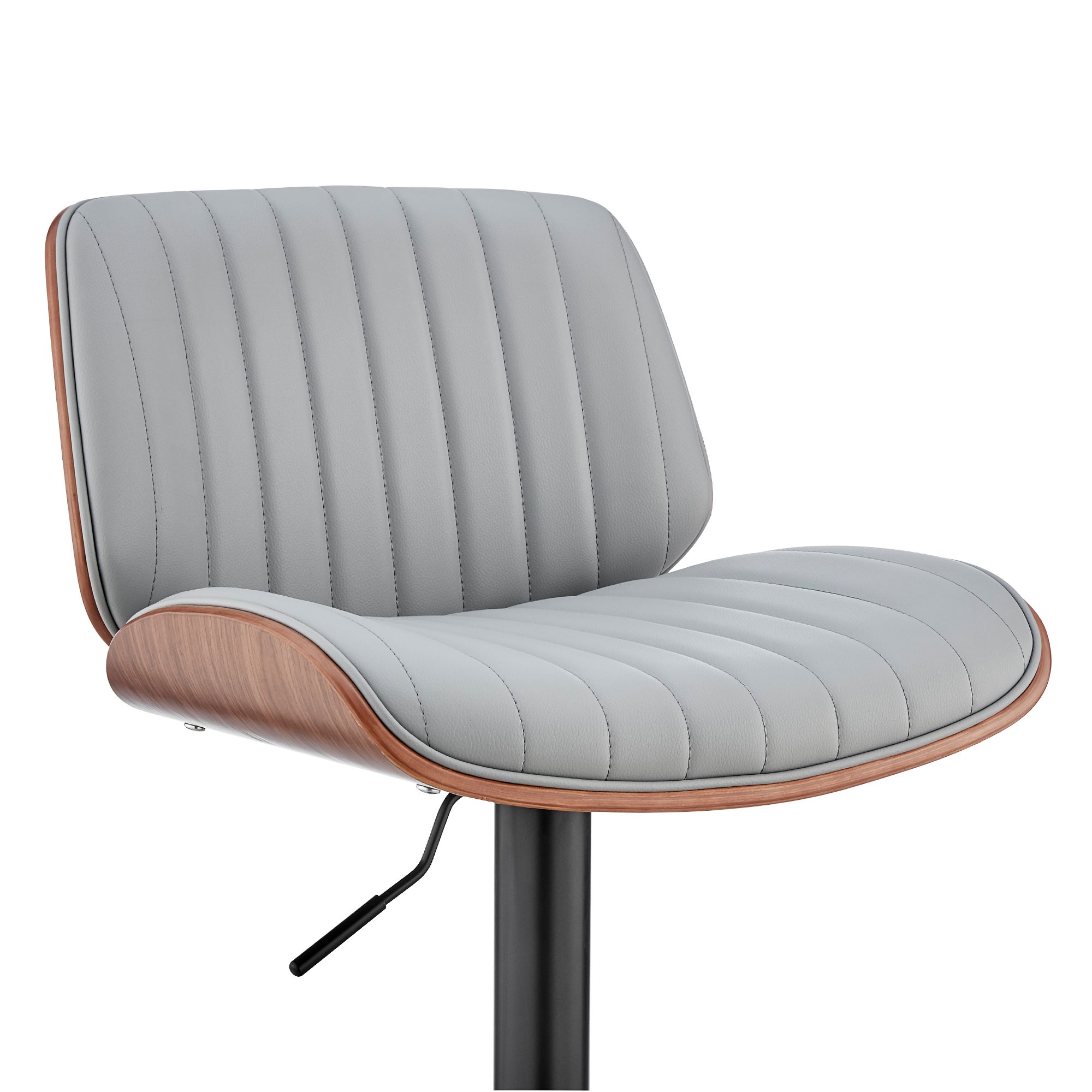 Image 3 Brock Gray Faux Leather Walnut Wood w/ Black Base Bar Stool more views