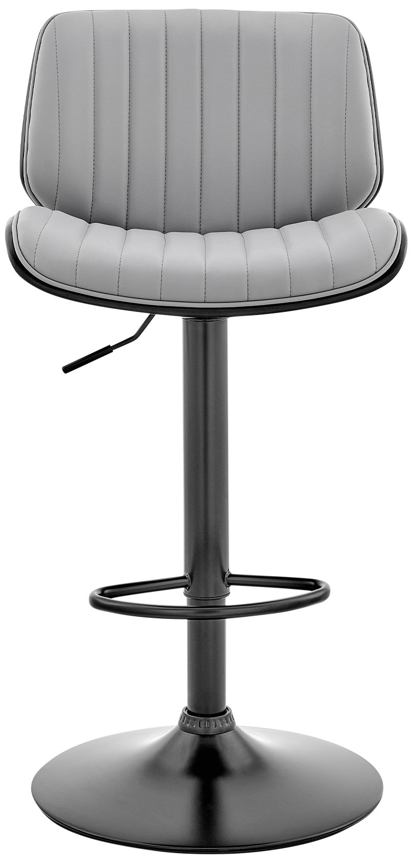 Image 6 Brock Gray Faux Leather Walnut Wood w/ Black Base Bar Stool more views