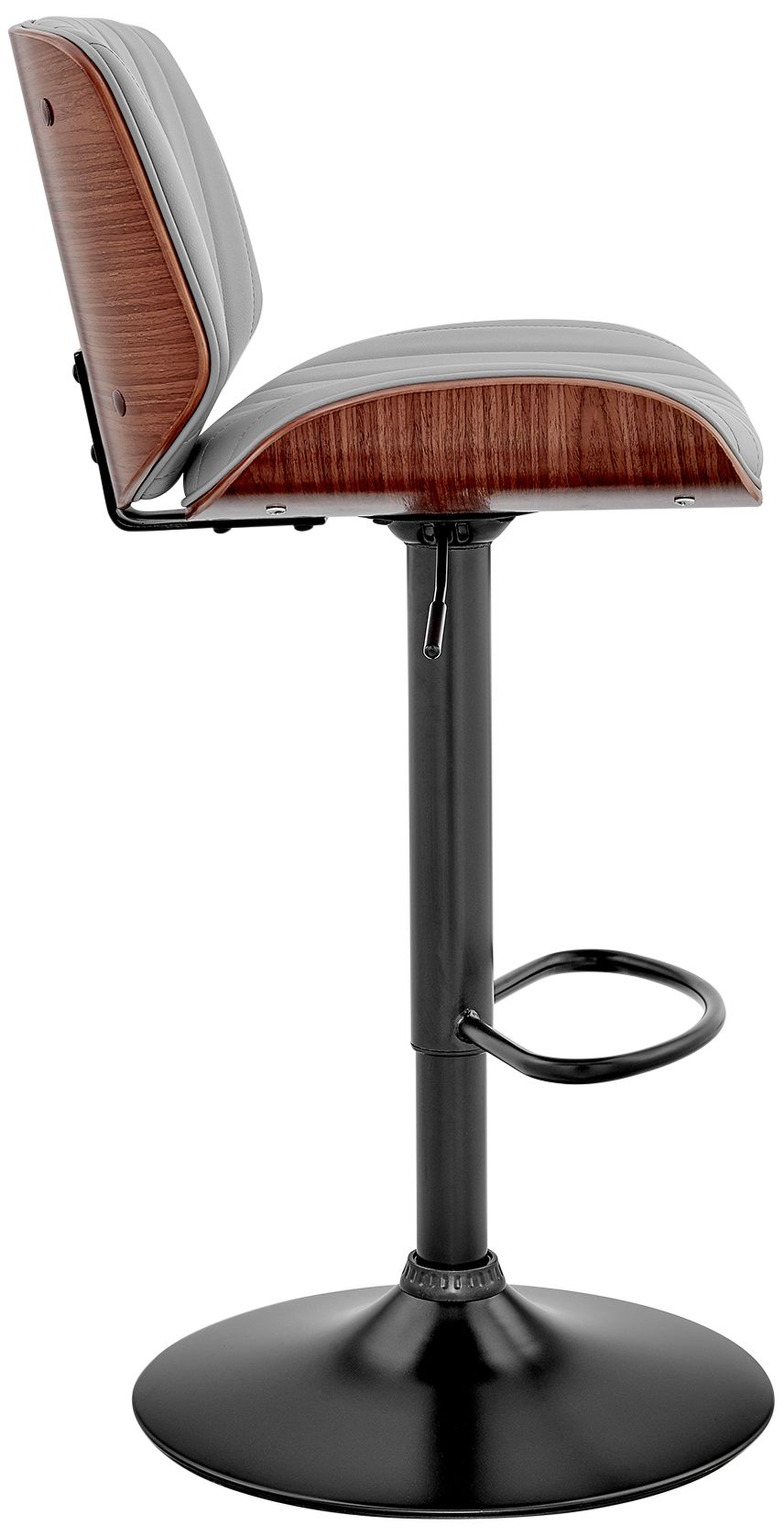 Image 7 Brock Gray Faux Leather Walnut Wood w/ Black Base Bar Stool more views