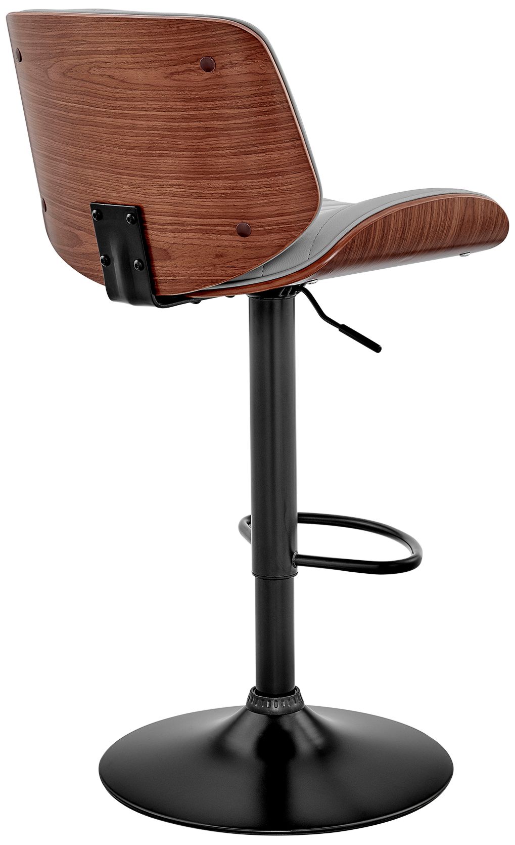 Brock Gray Faux Leather Walnut Wood w/ Black Base Bar Stool