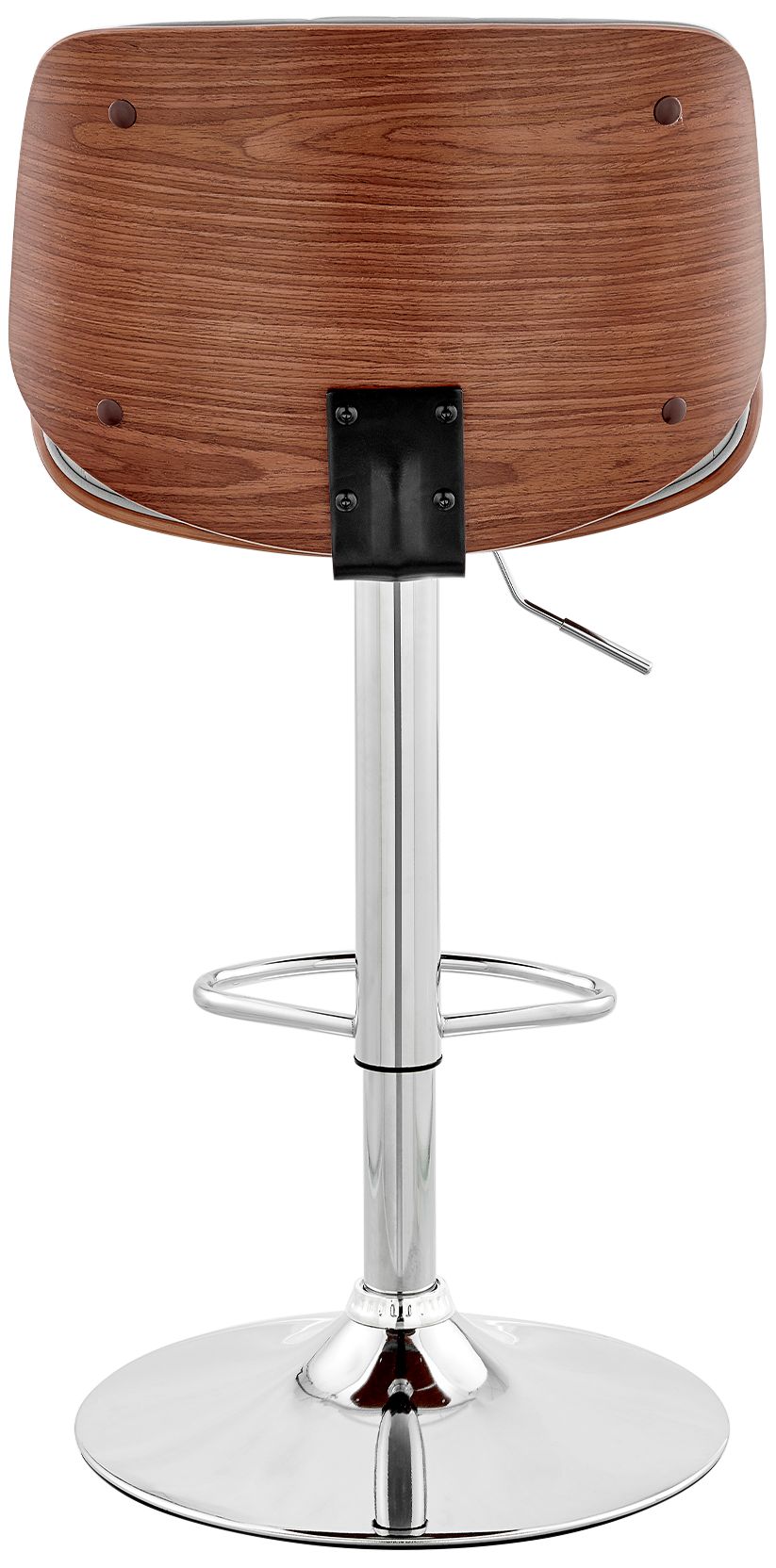 Brock Gray Faux Leather Walnut Wood w/ Chrome Base Bar Stool