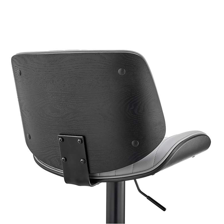 Image 4 Brock Gray Faux Leather with Black Wood Adjustable Bar Stool more views