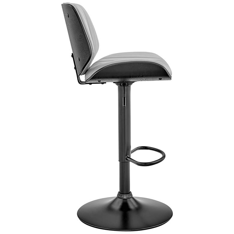 Image 7 Brock Gray Faux Leather with Black Wood Adjustable Bar Stool more views
