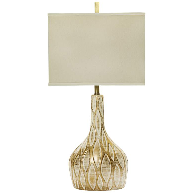 Image 1 Broderick Brushed Gold Over White Ceramic Table Lamp