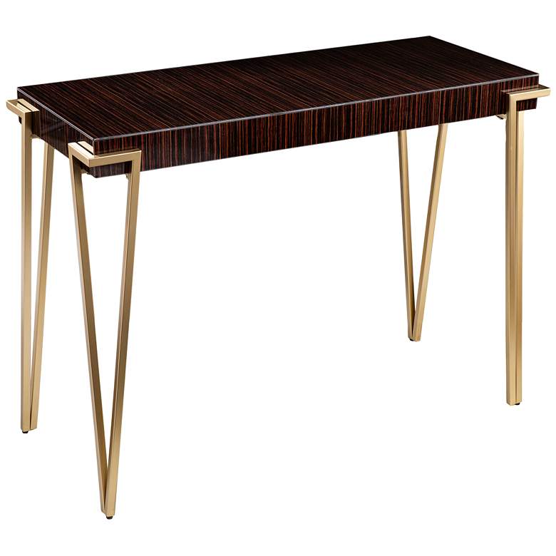 Image 2 Brodkirk 40" Wide Brown and Gold Rectangular Console Table