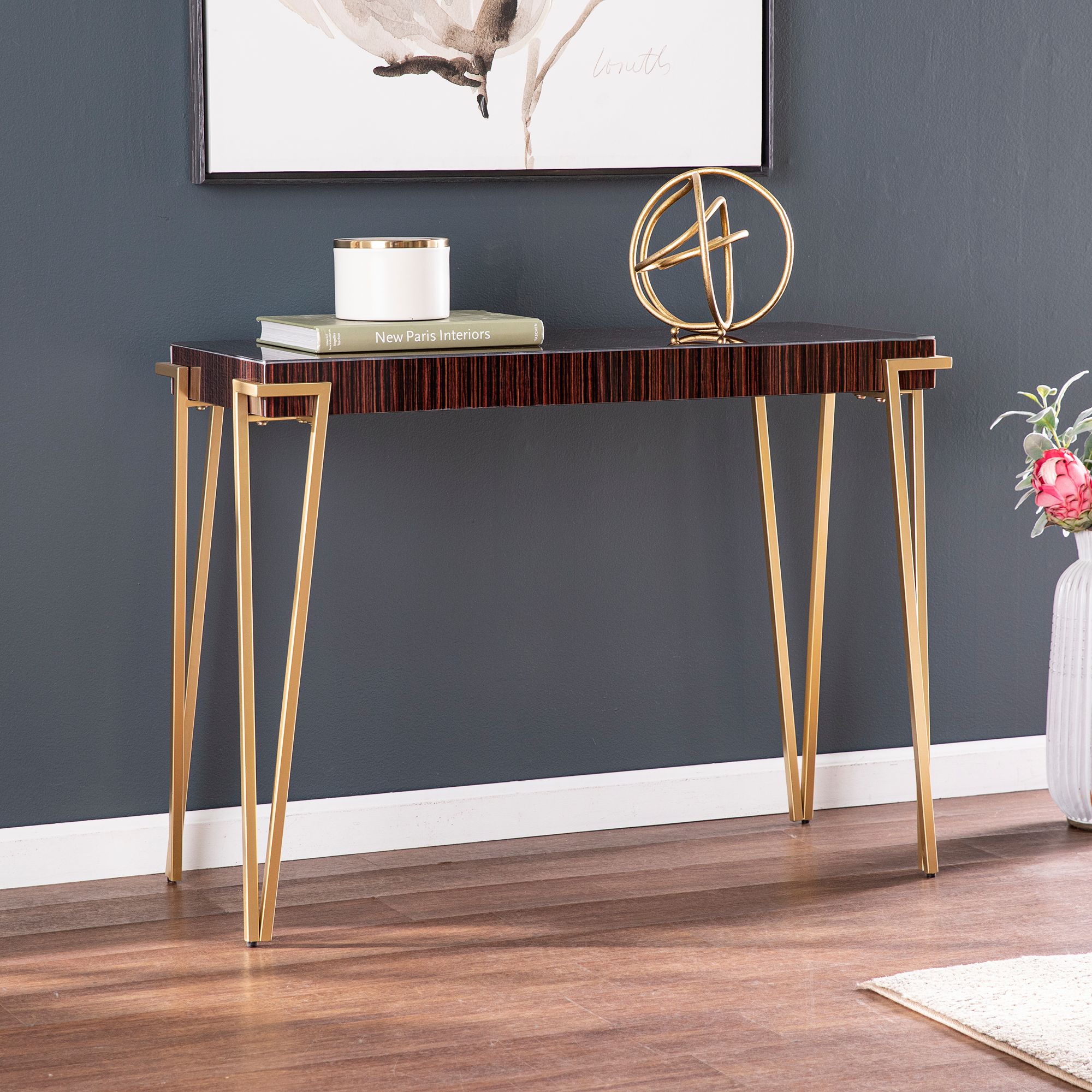 brown and gold desk