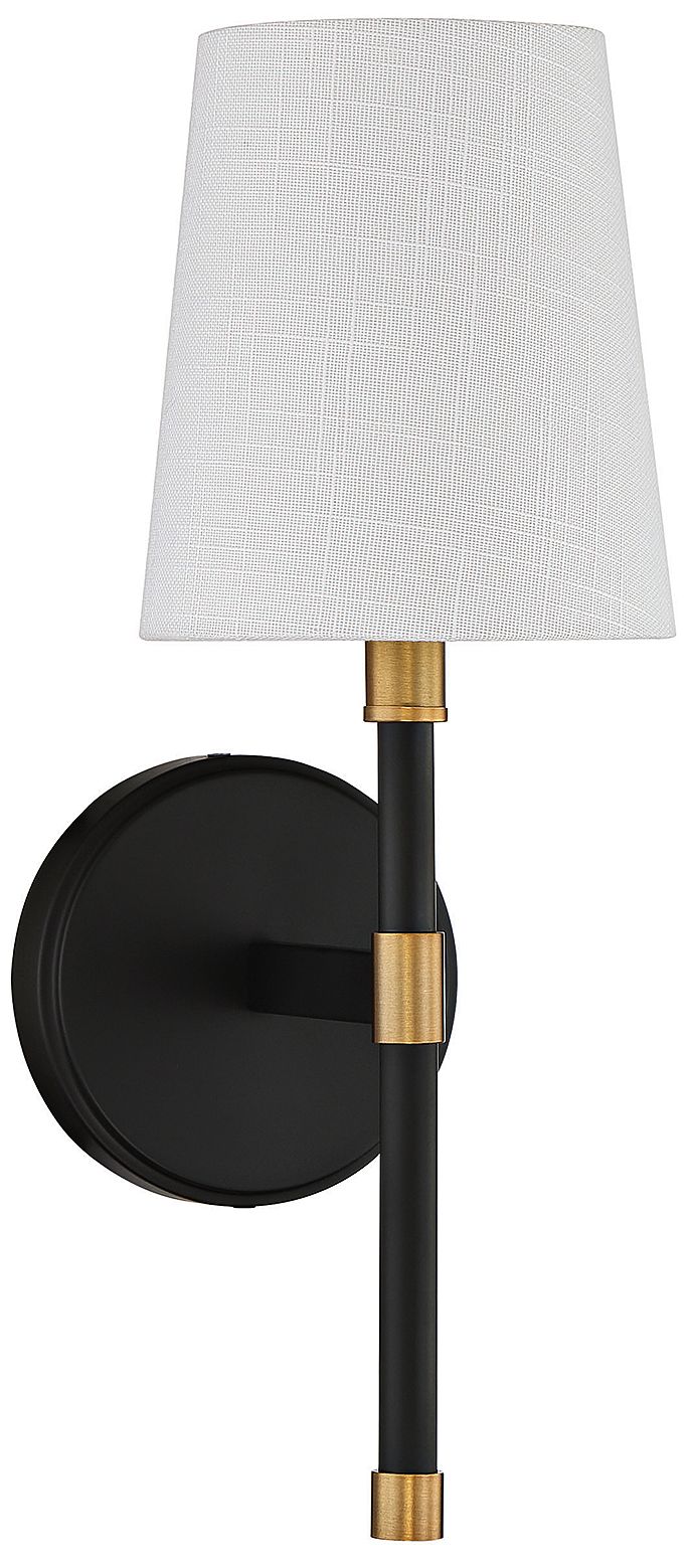 Image 3 Brody 1-Light Wall Sconce in Matte Black with Warm Brass Accents more views