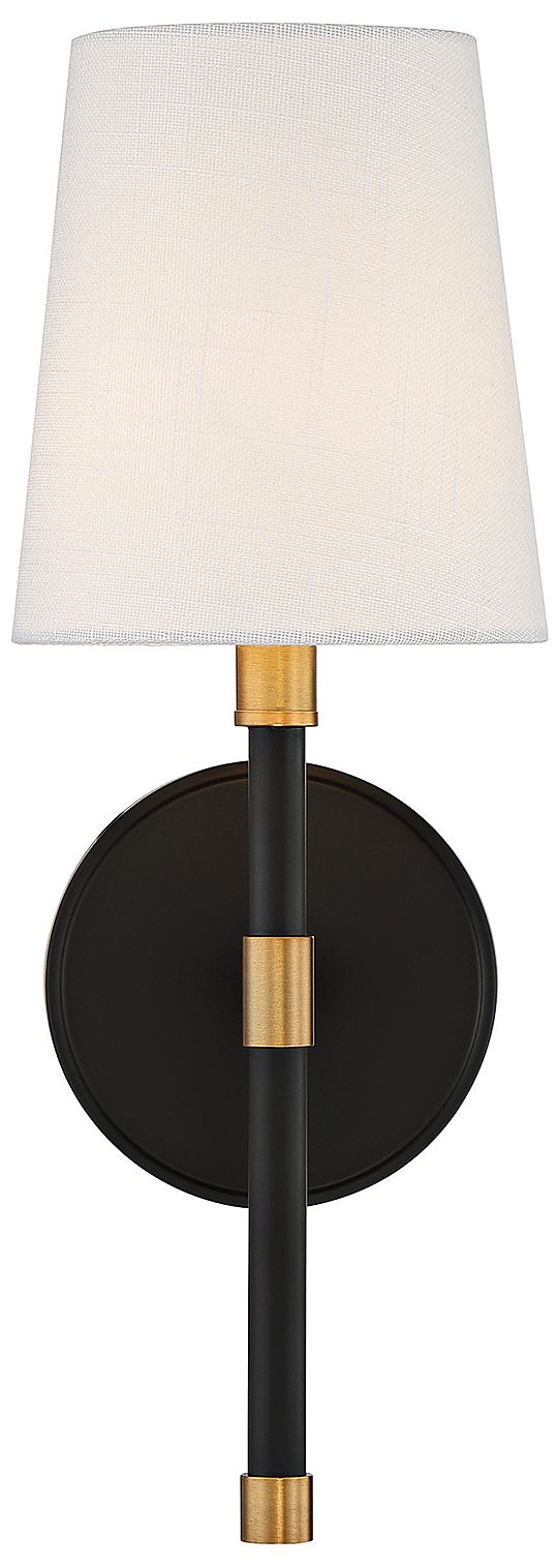 Image 4 Brody 1-Light Wall Sconce in Matte Black with Warm Brass Accents more views