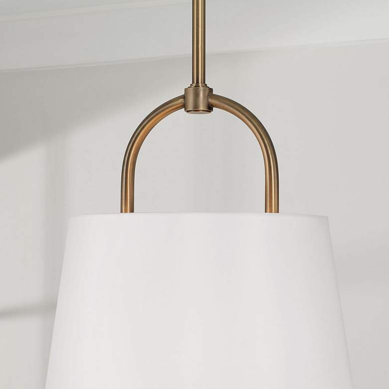 Image 4 Brody 16"W Aged Brass Pendant Light w/ White Fabric Shade more views