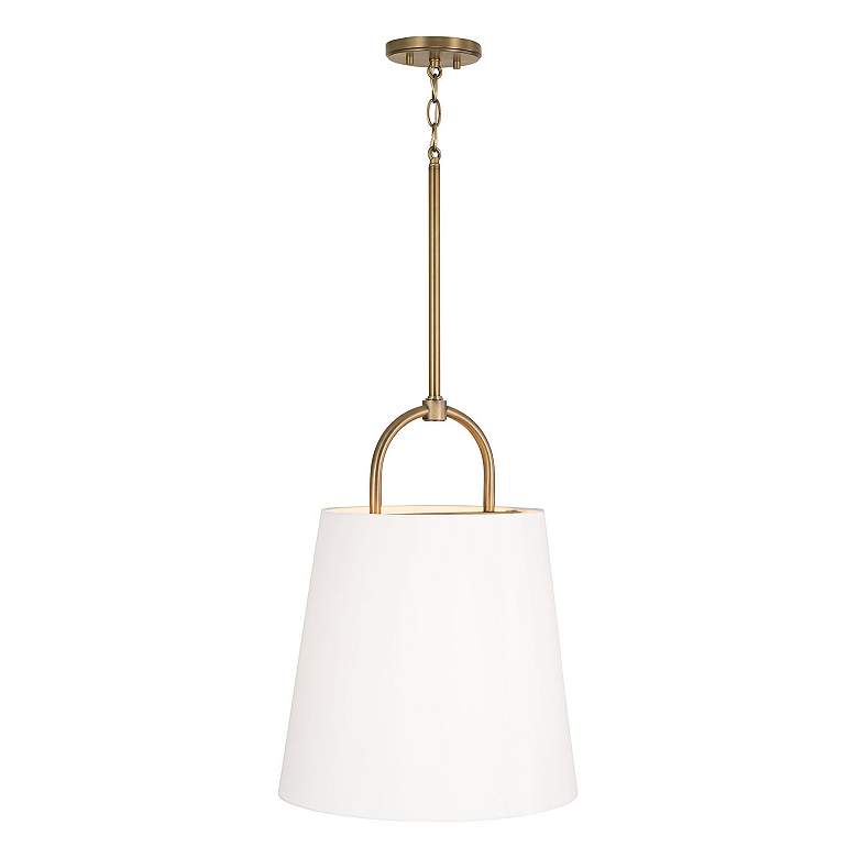 Image 5 Brody 16"W Aged Brass Pendant Light w/ White Fabric Shade more views