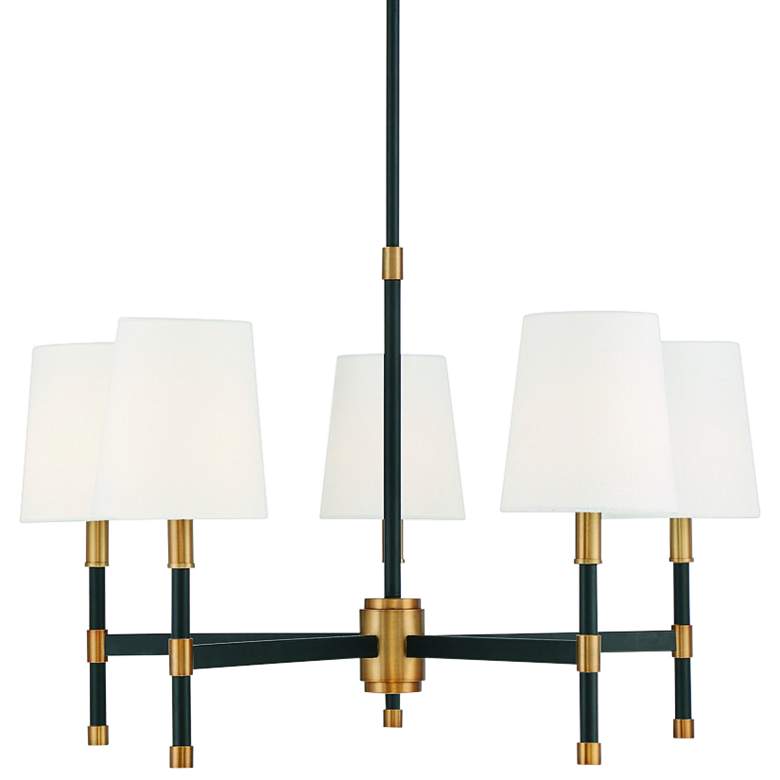 Image 1 Brody 28" Wide Matte Black Warm Brass 5-Light Chandelier