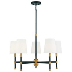 Brody 28" Wide Matte Black Warm Brass 5-Light Chandelier