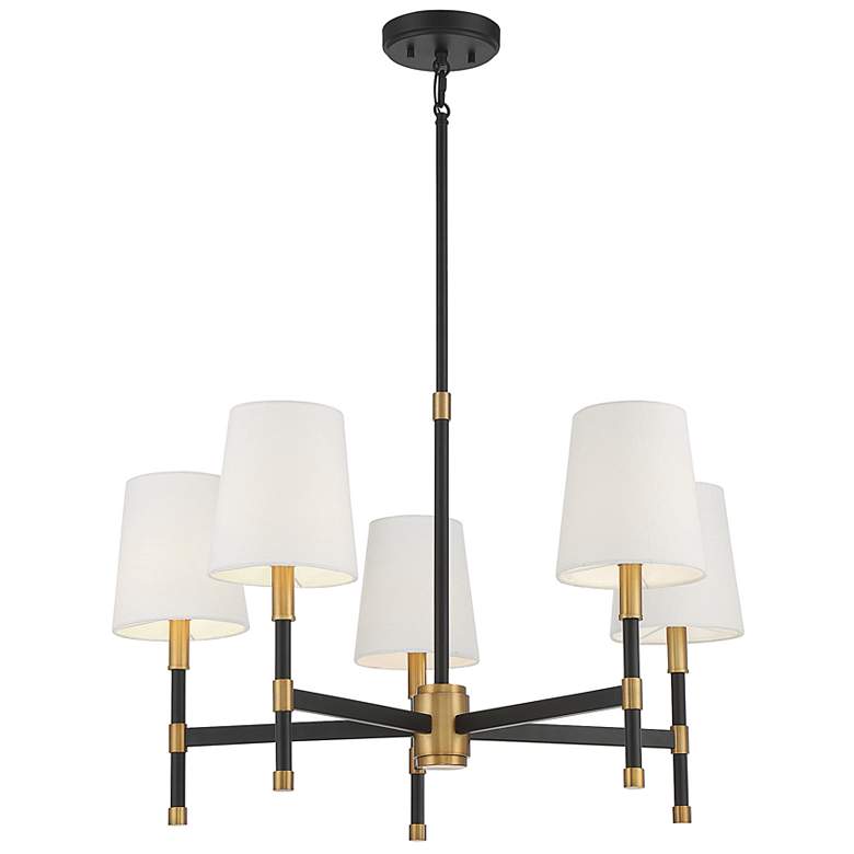 Image 3 Brody 28" Wide Matte Black Warm Brass 5-Light Chandelier more views