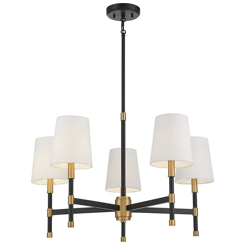 Image 4 Brody 28" Wide Matte Black Warm Brass 5-Light Chandelier more views